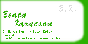 beata karacson business card